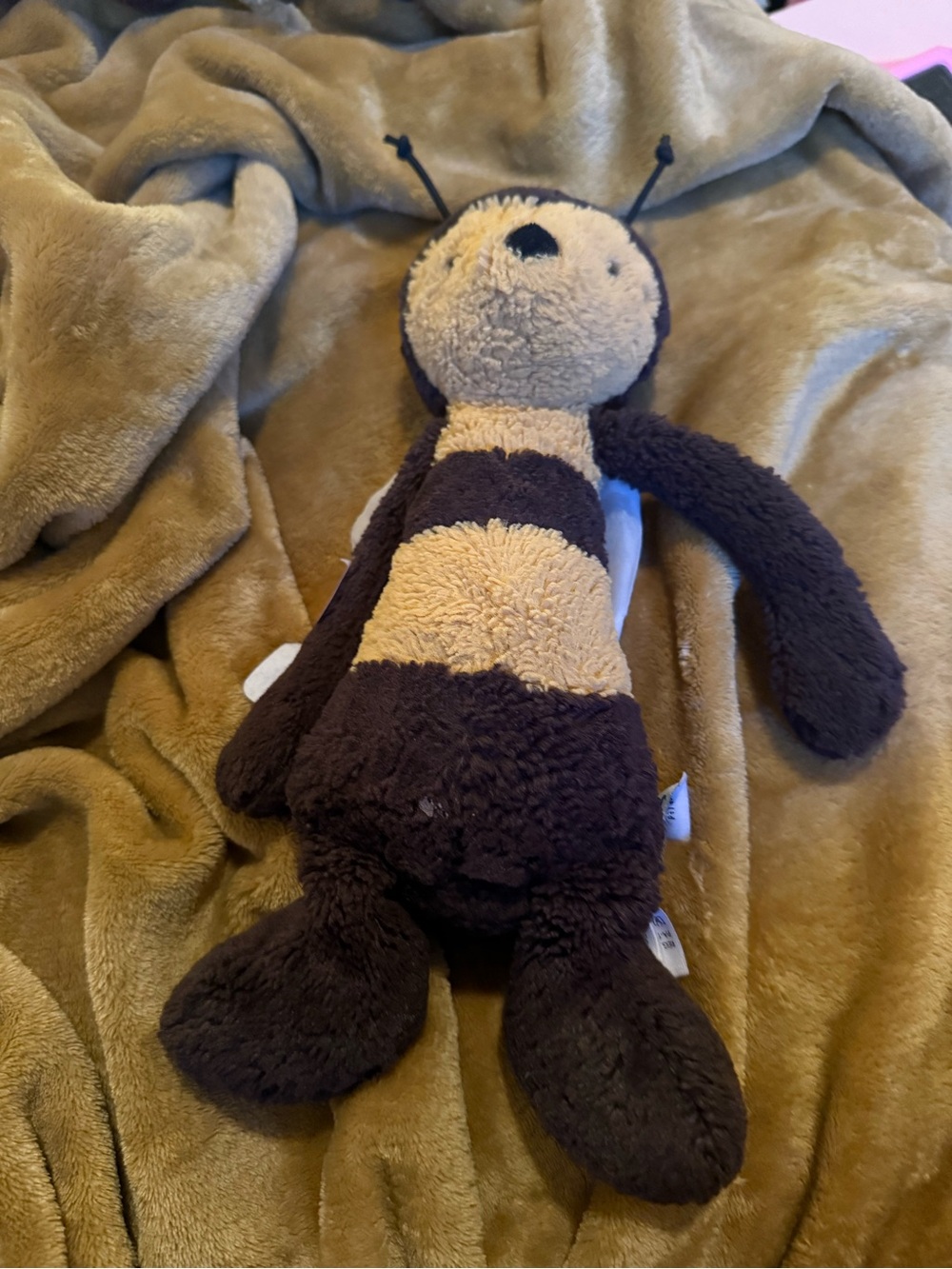 Jellycat Brown and Cream Striped Bee Plush